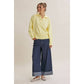 in february - MORNING LIGHT UPLIFTING SOFT PASTEL POLO SWEATER TOP: BUTTER YELLOW / M