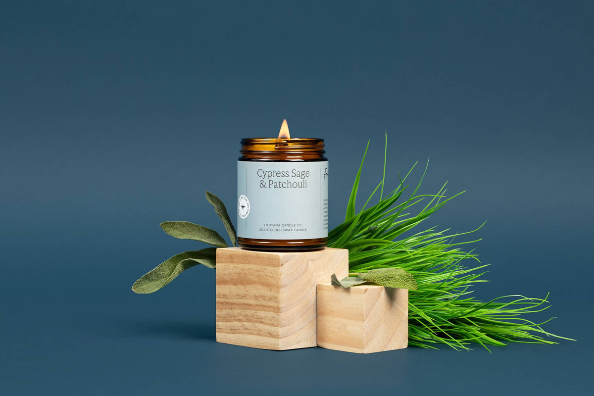 Fontana Candle Co. - Cypress Sage & Patchouli Beeswax & Essential Oil Jar Candle