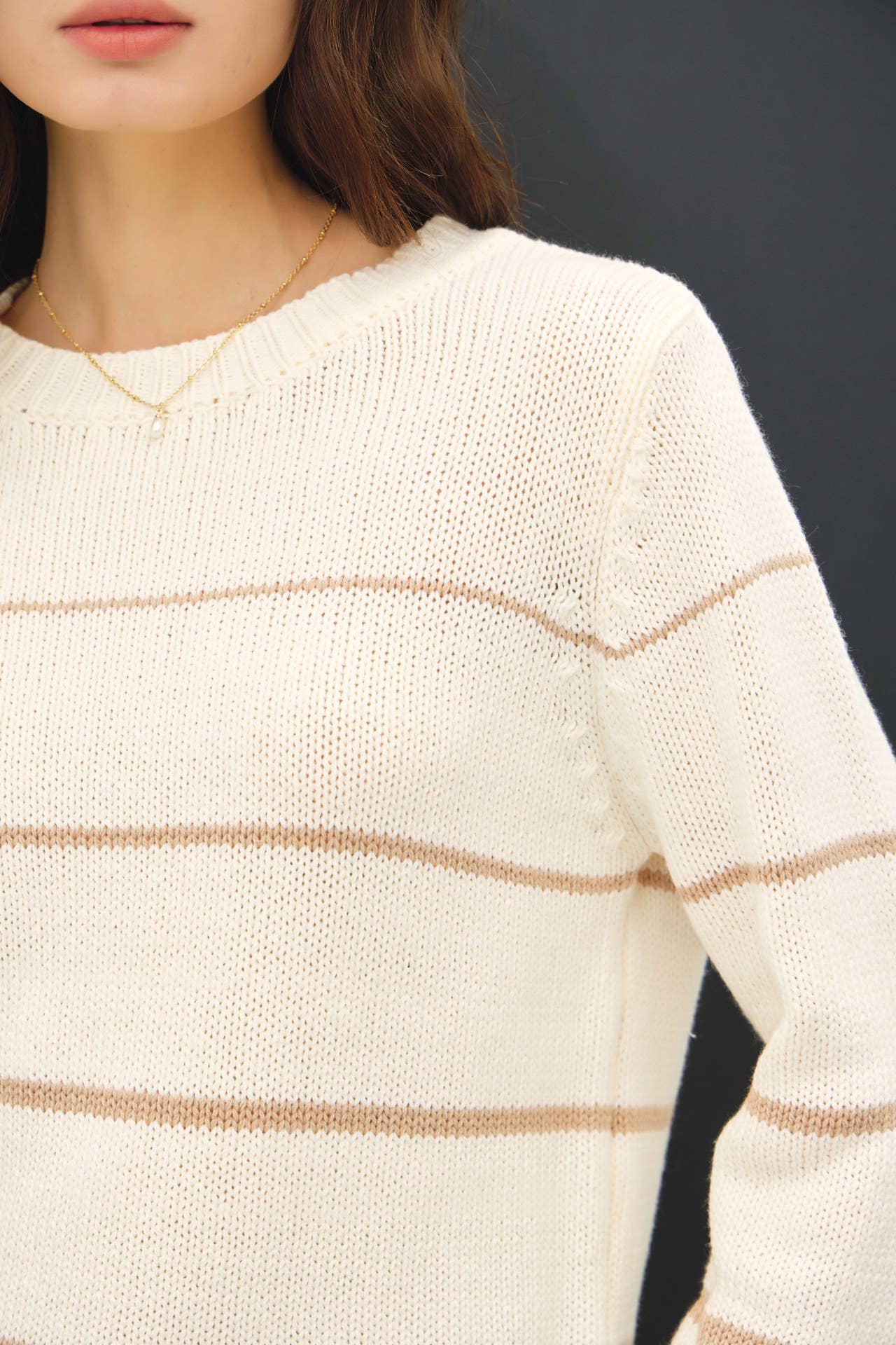 Gradient Width Stripe Sweater: Ivory