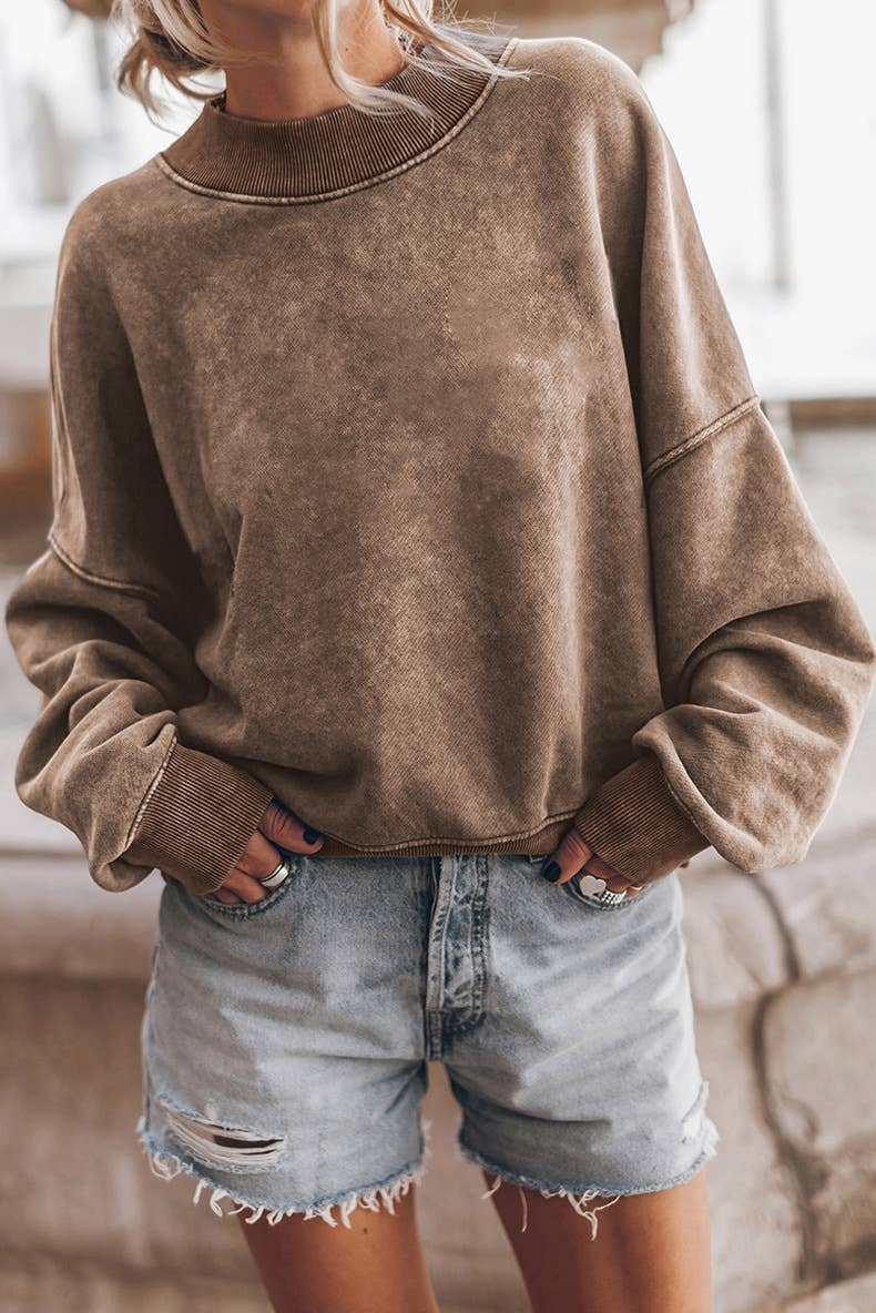Lovesoft - Customized Drop Shoulder Crew Neck Pullover Sweatshirt: Orange / 75%Polyester+25%Cotton / M
