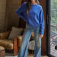 By Together - W2114 | Knit Sweater Rolled Round Neck Pullover Top: Green / M