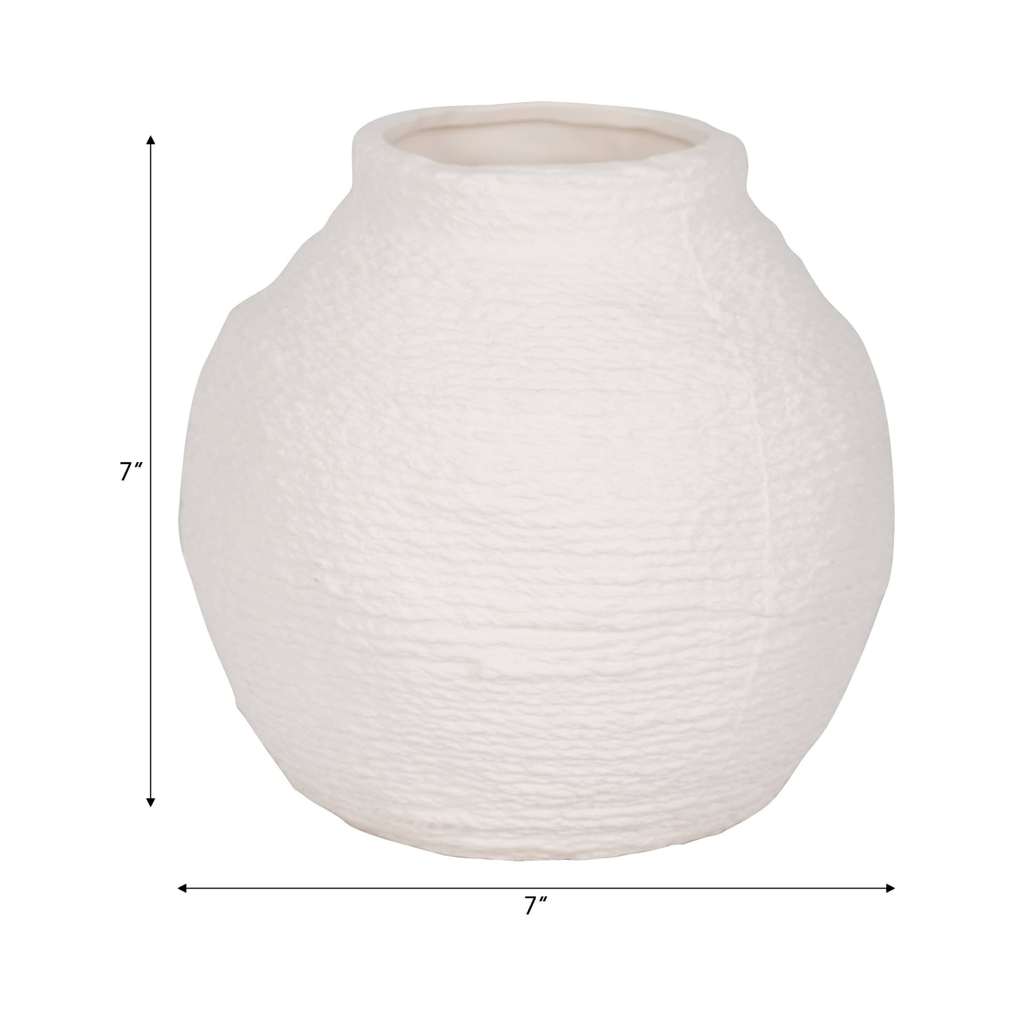 Sagebrook Home - Decorative Vase - White Ceramic Woven Textured Coastal, 7 in