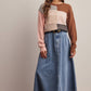 Forte - Colorblock Mixed Stripe Knit Sweater FSW0099: Blue Multi / Contemporary / XL