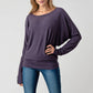 Heimious - Long Dolman Sleeve Round Neck Brushed Knit Top, 2739: Navy / M