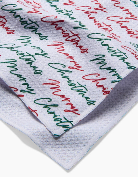 Geometry - Merry Christmas Greetings Tea Towel