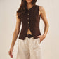 Linen Blend Belted Bermuda Shorts: WHITE