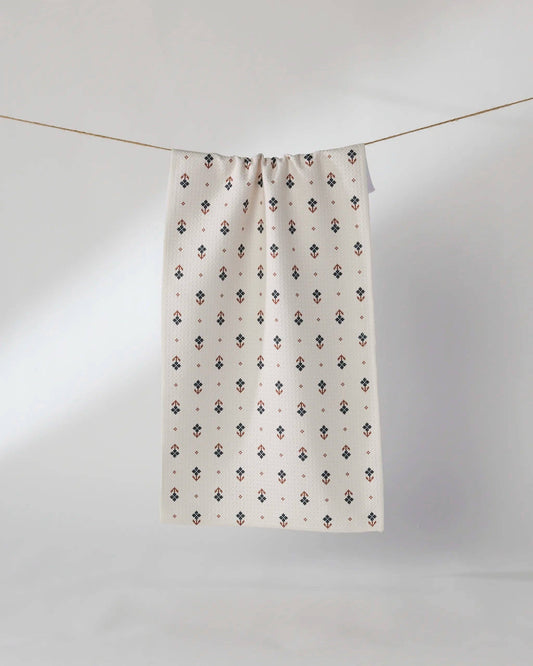 Folk Pixel Mini Towel: White
