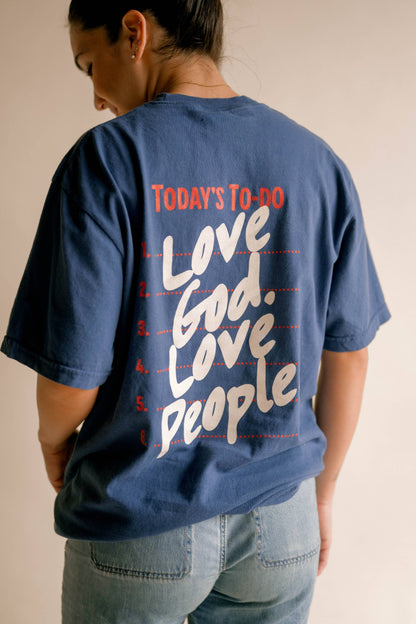 Love God Love People Tee- CLASSIC BLUE