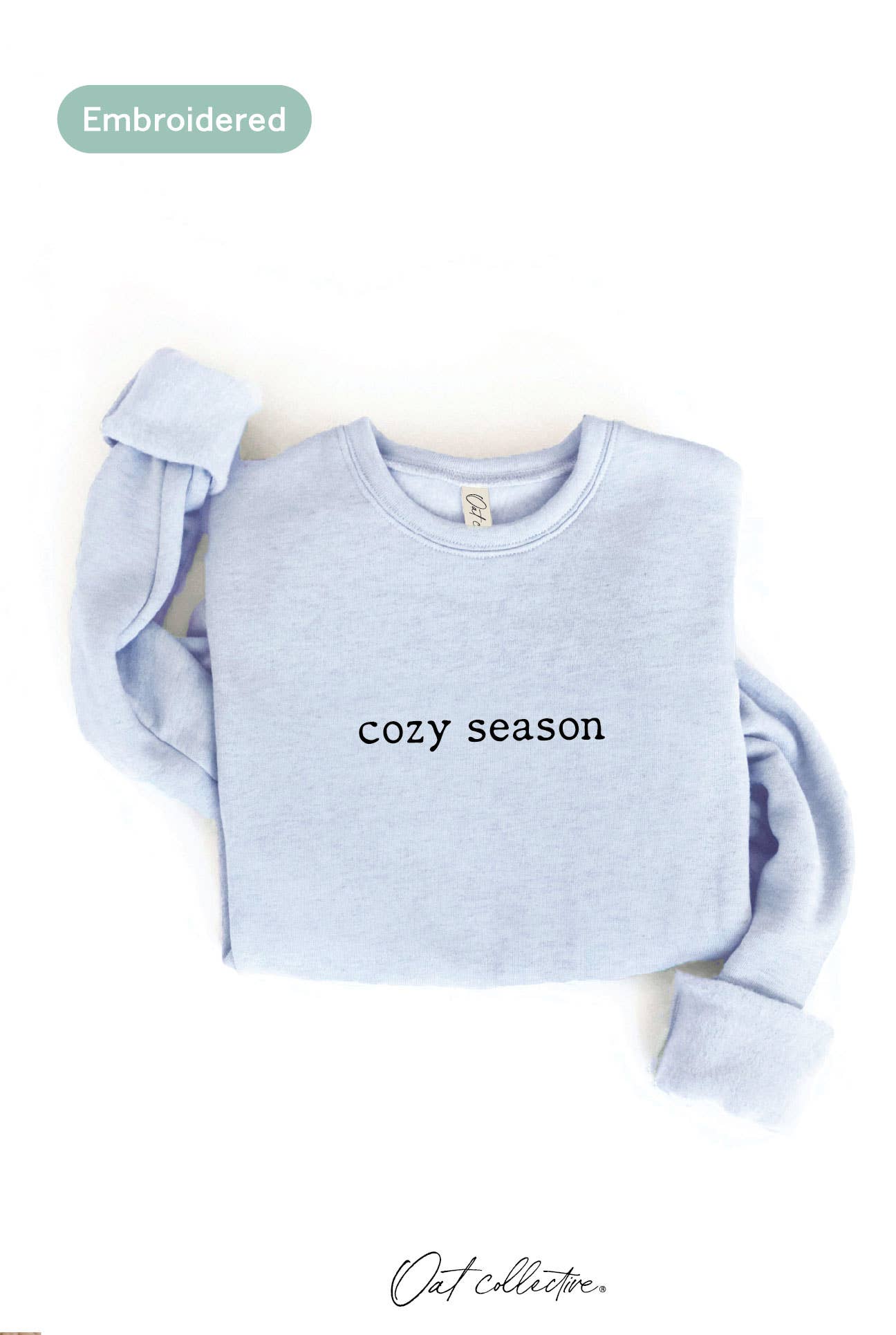 OAT COLLECTIVE - EMBROIDERED COZY SEASON Sweatshirt : VINTAGE WHITE LONG SLEEVE / S