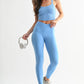 Venice Crossover Waist Leggings: HALOGEN BLUE