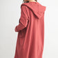 Open Front Longline Hoodie Cardigan: NATURAL