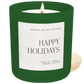 Candle: Happy Holidays 15 oz Soy Candle, Matte Jar-