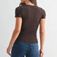 Mono B - Essential Short-Sleeved Micro-Ribbed Athleisure Top: DARK PLUM / S:M:L (2:2:2)