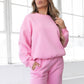 Fleece Crew Neck Pullover Sweatshirt: BLUSH