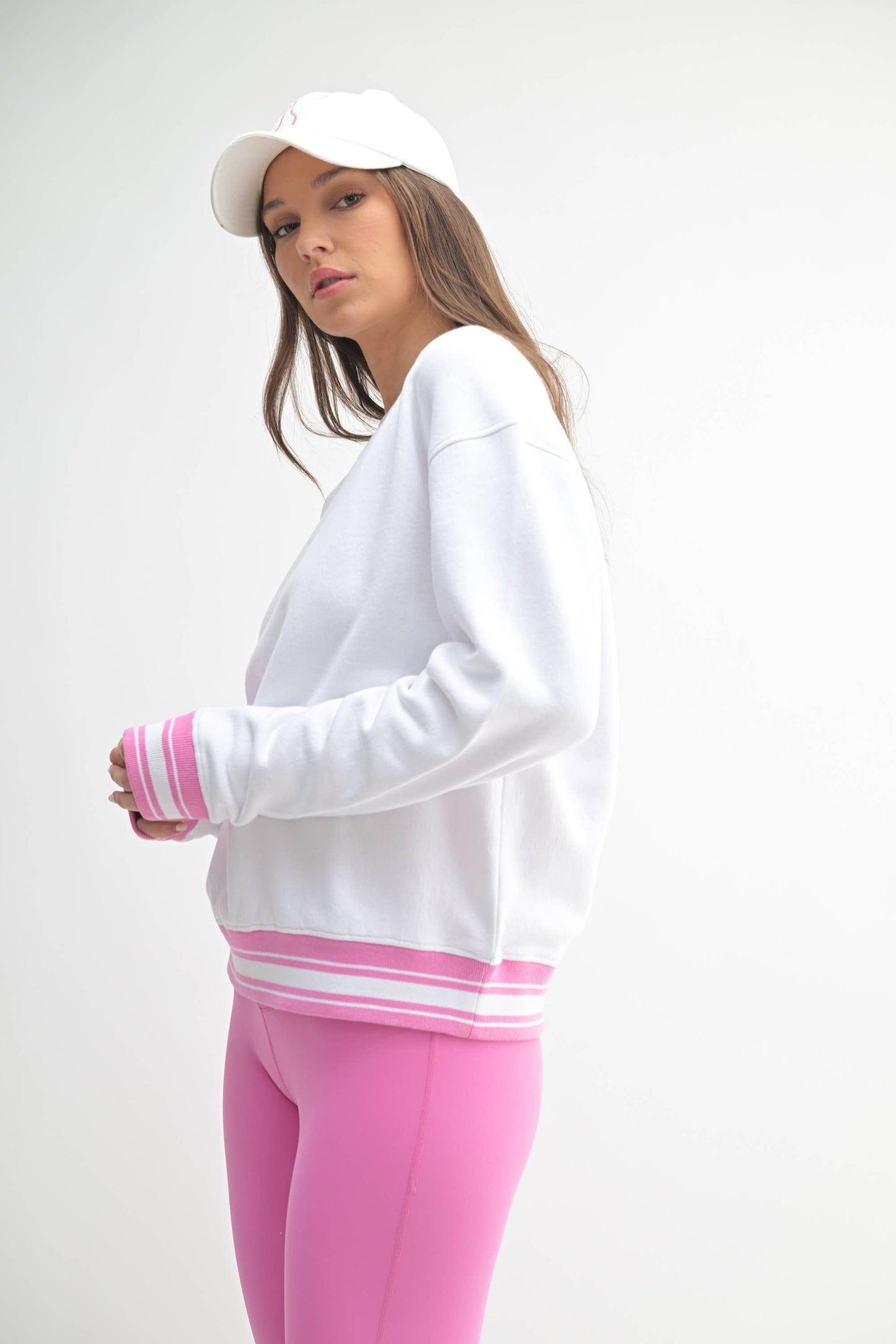 Contrast Cinch Cotton Sweatshirt: WHITE/BLUE JAY