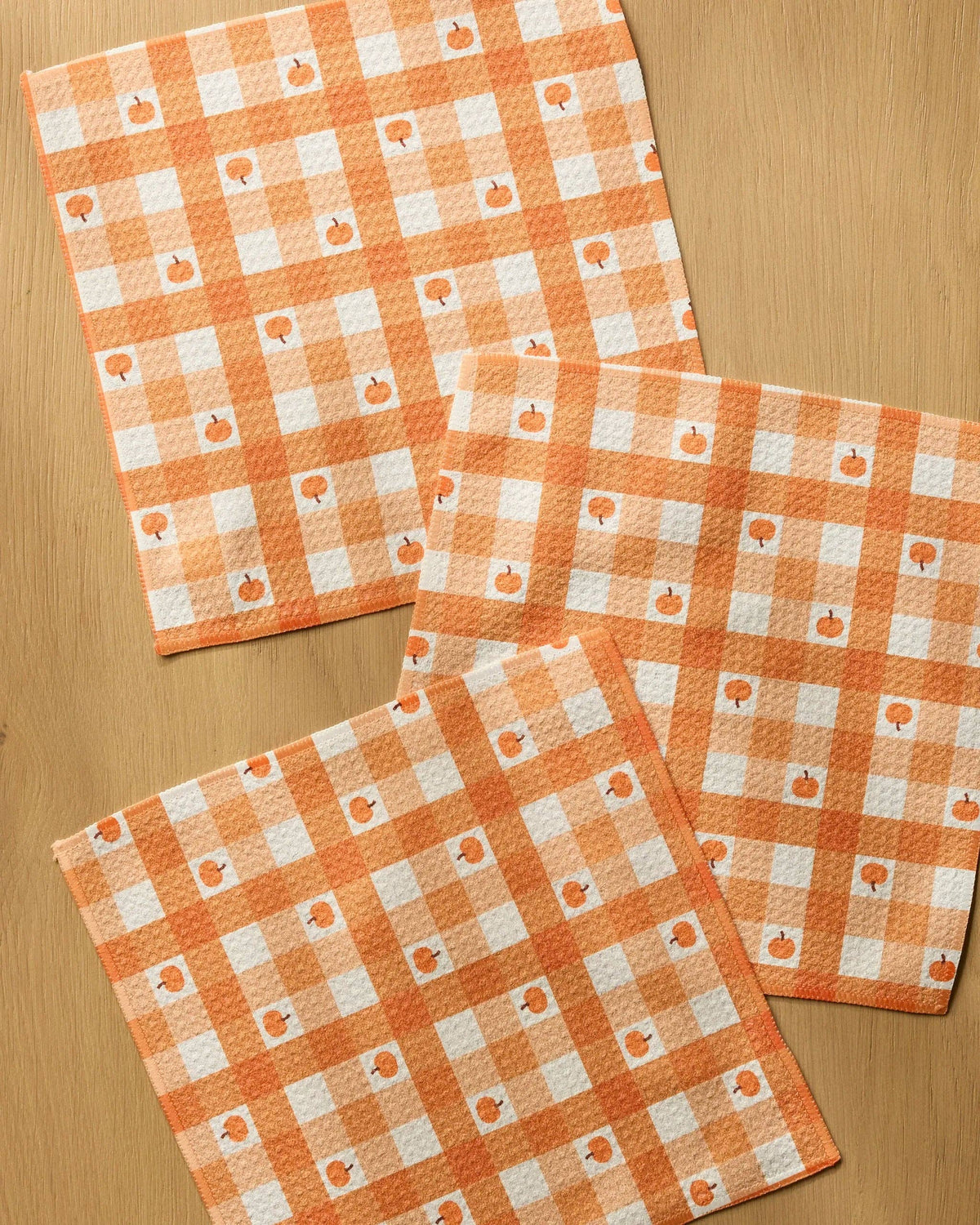 Geometry - Pumpkin Check Dishcloth Set
