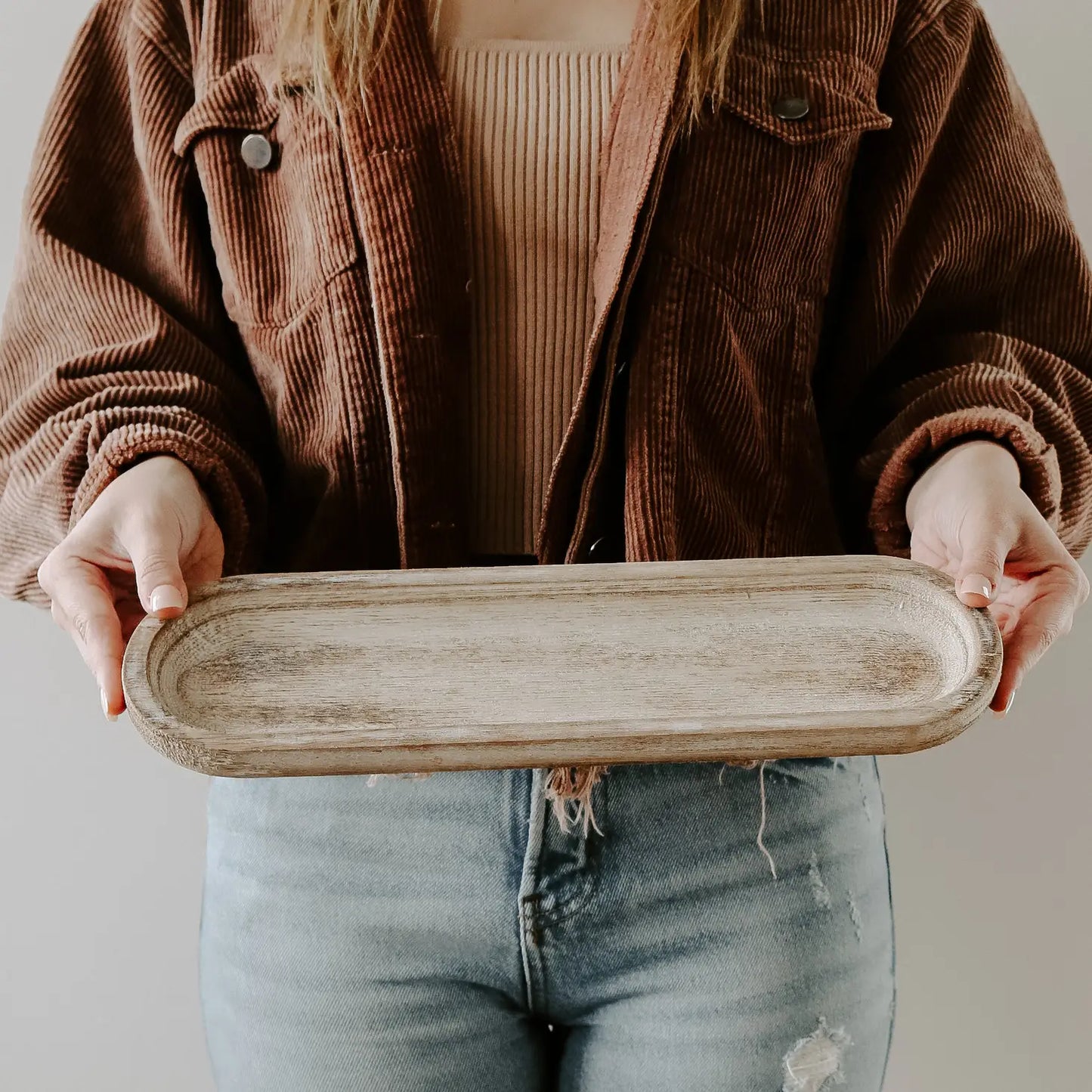 Large Rustic Wood Tray- 14x4"