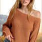 La Miel - JDS3608-Boat Neck Off Shoulder Dolman Sleeve Sweater Fall: Denim / S