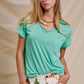 Urban Daizy - Rolled Sleeve V-Neck Pocket Tee: IVORY / S-2/M-2/L-2