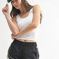 Classic Seamless Ribbed Tank Top: BLACK