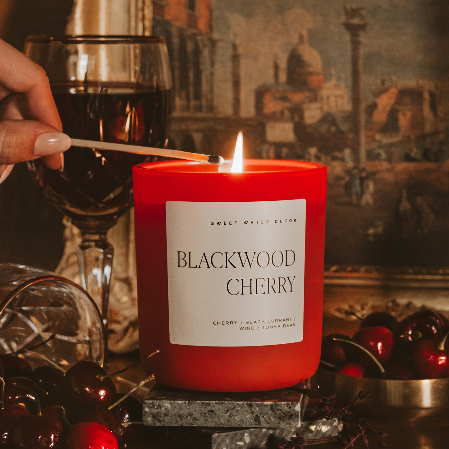 Blackwood Cherry 15 oz Soy Candle, Matte Jar
