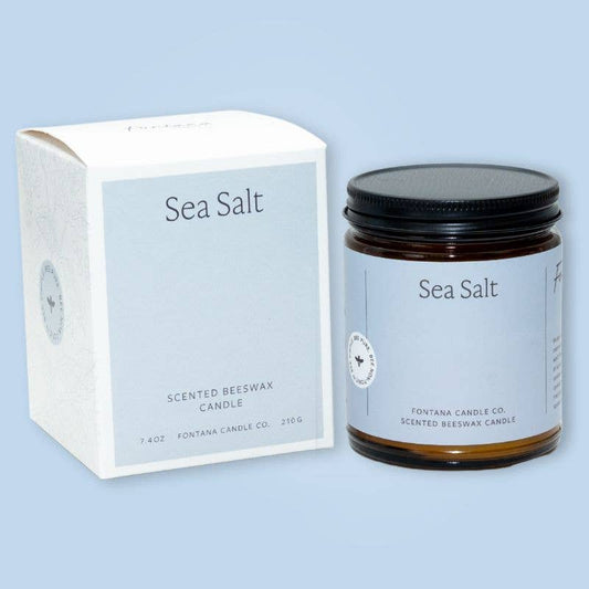 Sea Salt Essential Oil Beeswax Jar Candle: 9oz