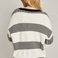 Long Sleeve Crew Neck Striped Pattern Sweater: Black-white Stripe