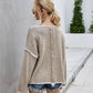 Casual Crew Neck Pullover Long Sleeve Sweater: KHAKI