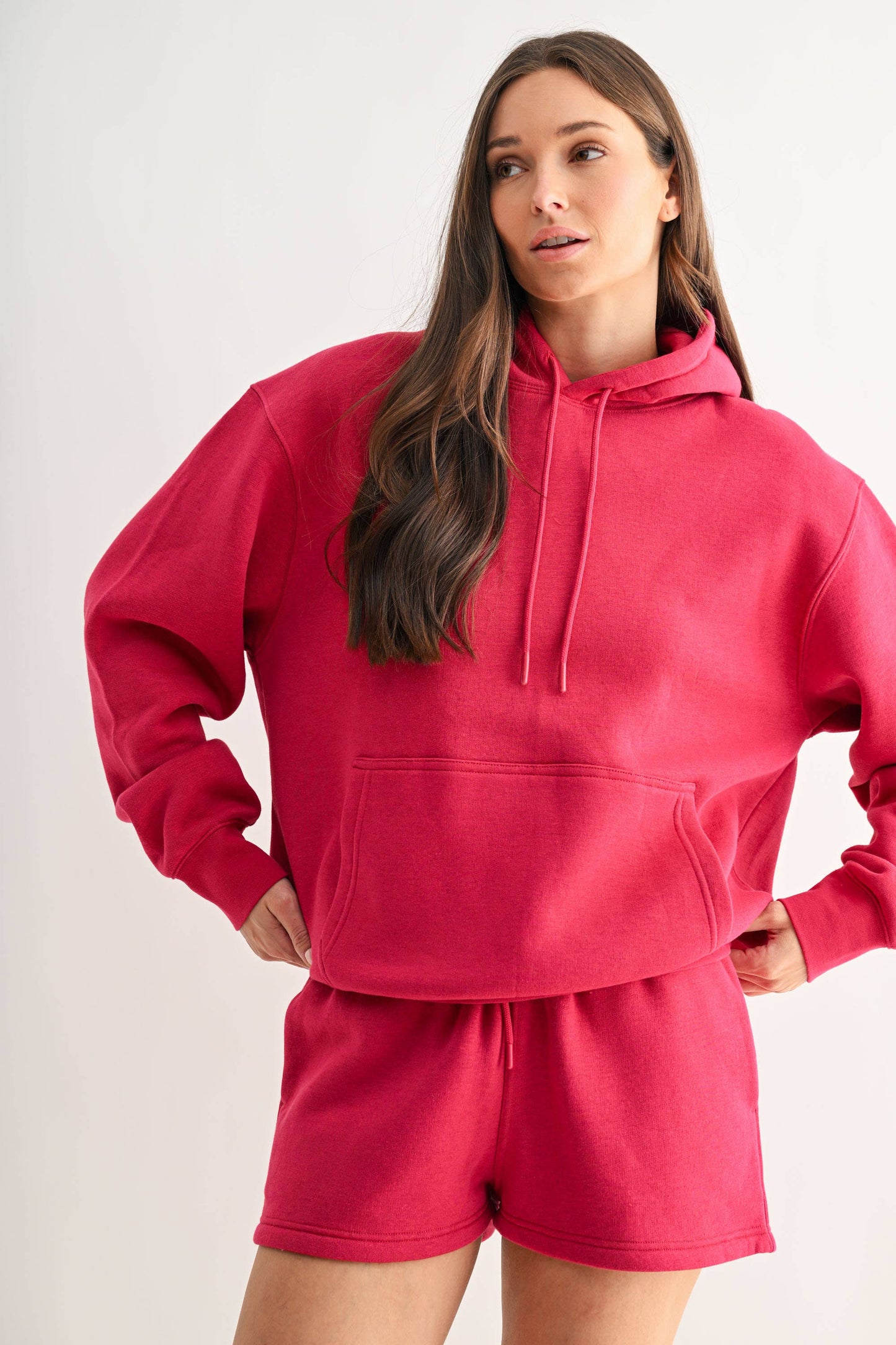 Cotton Blend Drop Shoulder Hoodie: HALOGEN BLUE