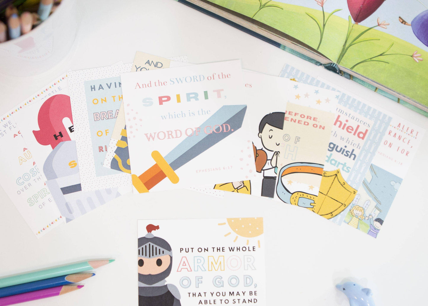 Chosen & Cherished - Kids Memory Verses Cards | Armor of God Verse Cards