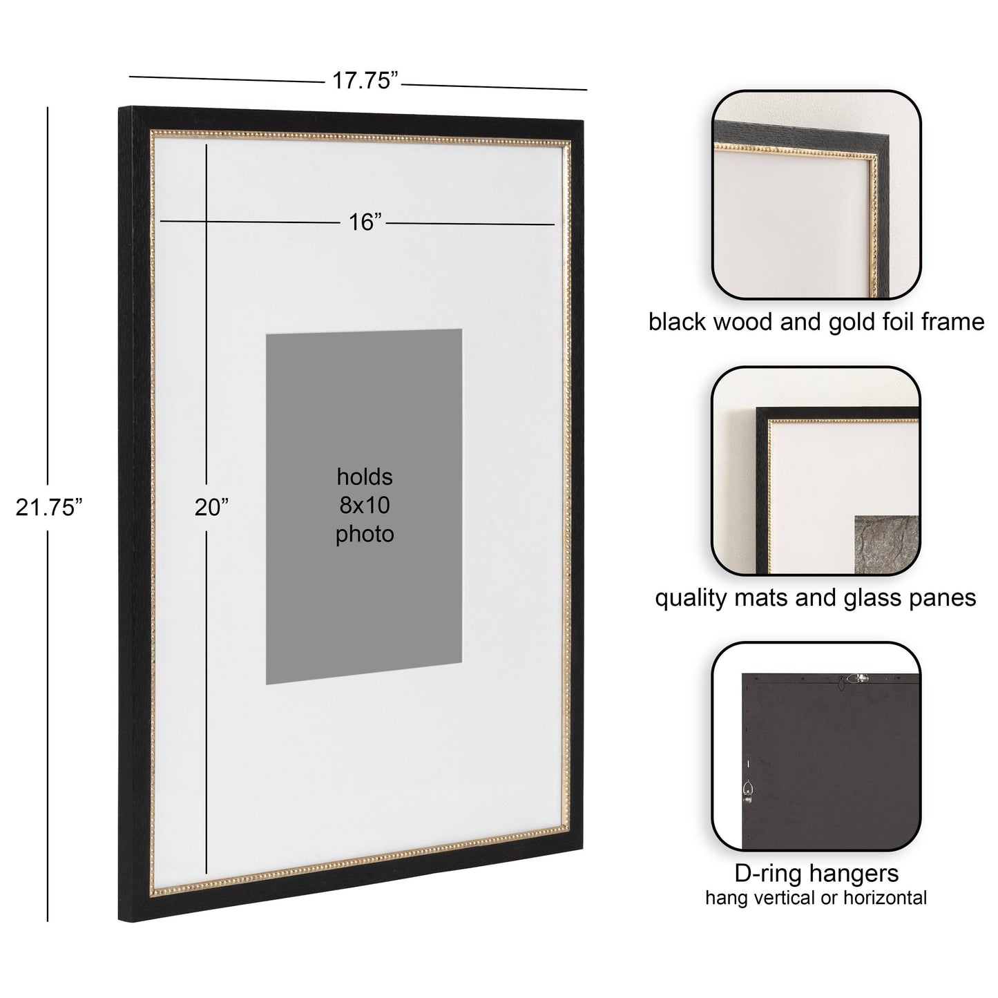 Kate and Laurel - Wilbanks Picture Frame Set: 18x18 matted to 8x8
