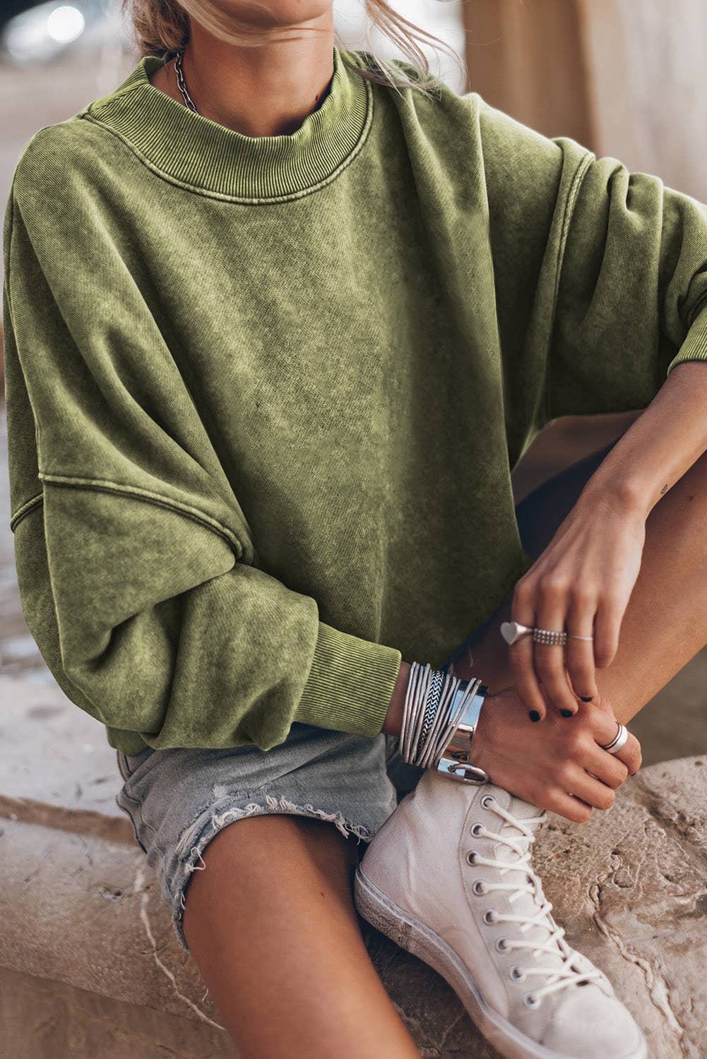 Lovesoft - Customized Drop Shoulder Crew Neck Pullover Sweatshirt: Orange / 75%Polyester+25%Cotton / M