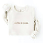 OAT COLLECTIVE - EMBROIDERED COFFEE AND BOOKS Sweatshirt Pullover Relaxed Fit: VINTAGE WHITE LONG SLEEVE / M