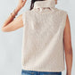 Sleeveless Cowl Neck Crochet Top: CREAM