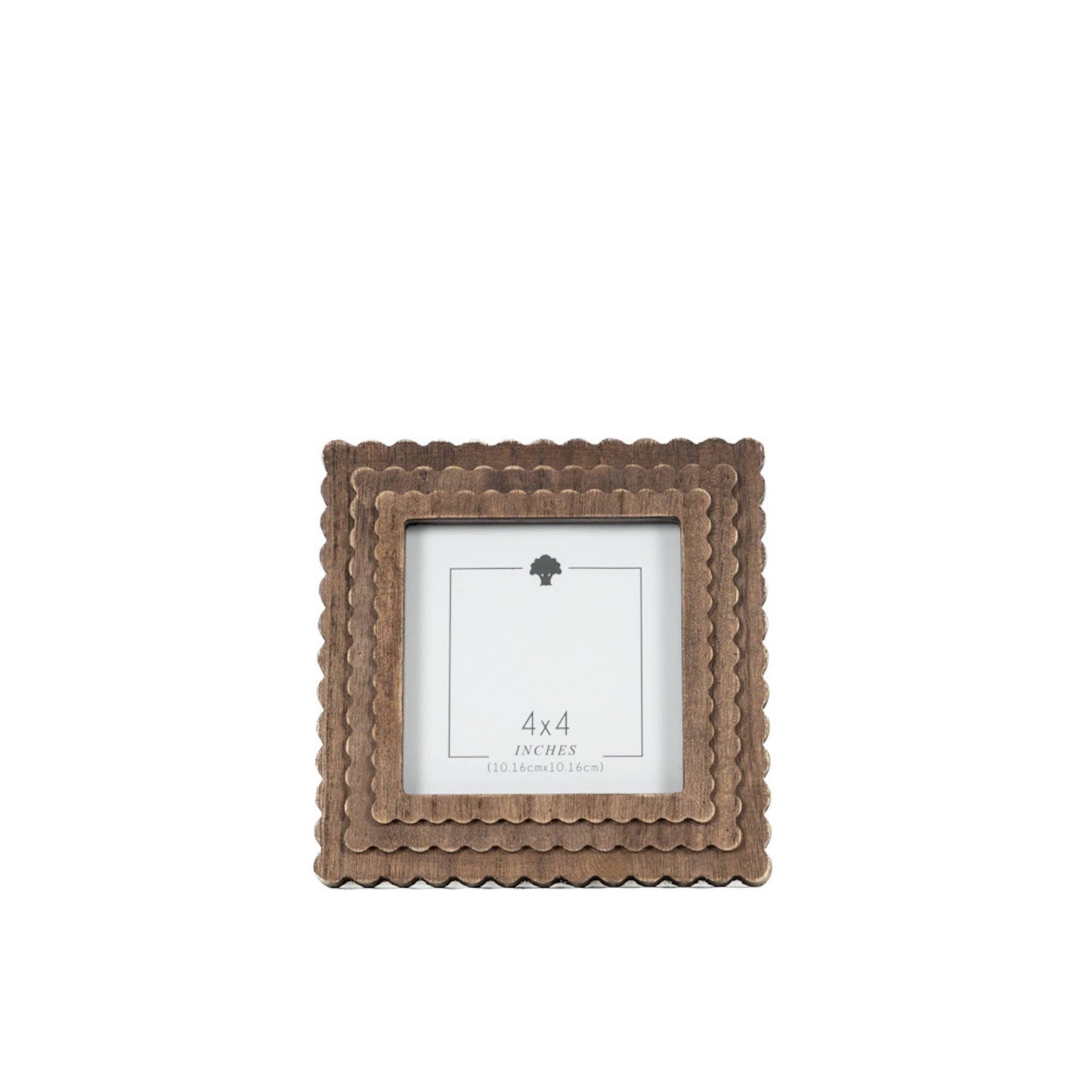 Devanie At Home - Wood scallop photo frame for 4x4 pic, espresso - 17020