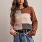 Forte - Colorblock Mixed Stripe Knit Sweater FSW0099: Blue Multi / Contemporary / M