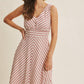 in february - SOFT-GLOW COTTON BLEND LUREX STRIPE FIT AND FLARE MIDI DRESS: RED / L