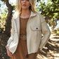 Mello. - Oversize Jacket with Knit Sleeve: Cream / SM