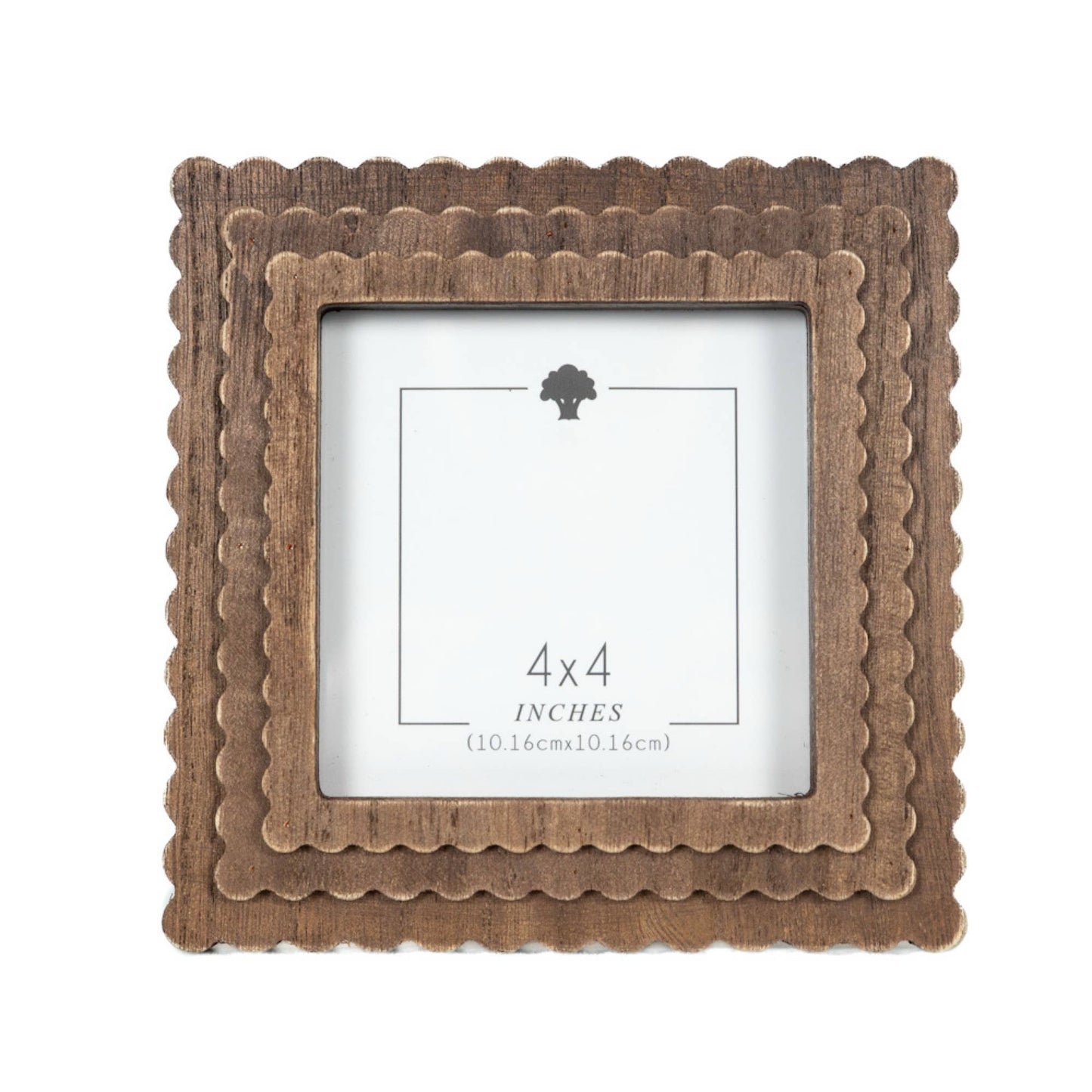 Devanie At Home - Wood scallop photo frame for 4x4 pic, espresso - 17020