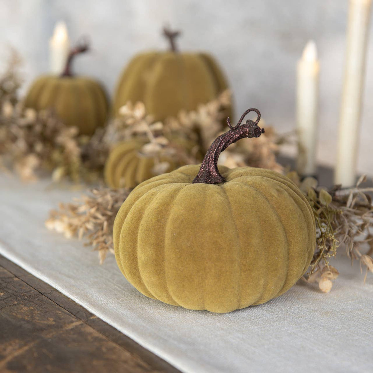 Ragon House - 5" GREEN FLOCKED PUMPKIN