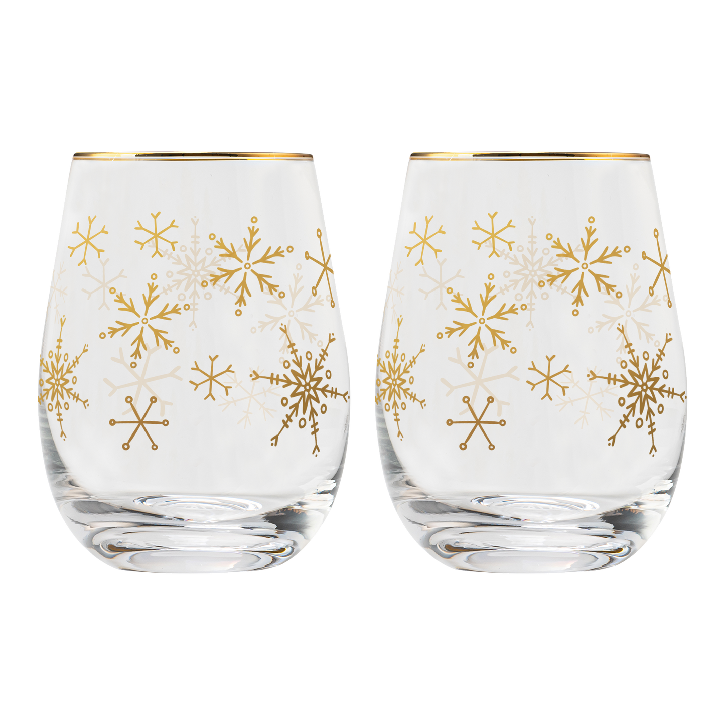 Snowflakes Stemless Wine Glasses, Boxed Set of 2