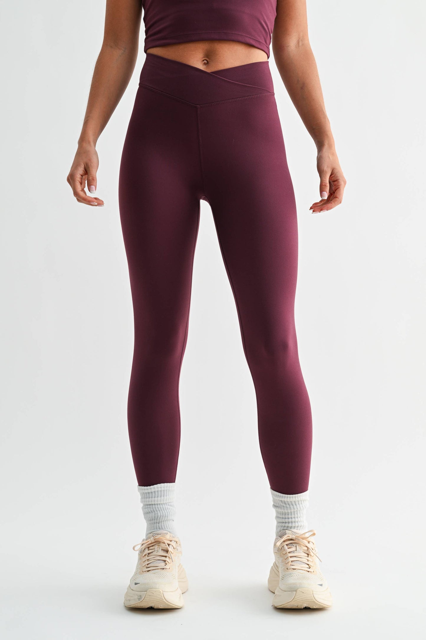 Mono B - Venice Crossover Waist Leggings: DEEP FOREST / S:M:L (2:2:2)