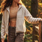 Bluivy - SOFT SHERPA FLEECE ZIPPER FRONT HOODIE JACKET: WINE / M