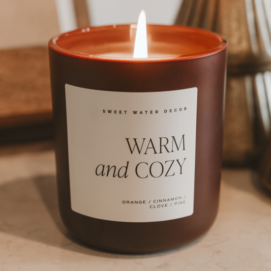 Candle: Warm and Cozy 15 oz Soy Candle, Matte Jar