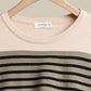 Color Block Round Neck Knit Sweater: Beige