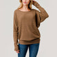 Heimious - Long Dolman Sleeve Round Neck Brushed Knit Top, 2739: Navy / S