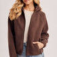 Bluivy - SOFT SHERPA FLEECE ZIPPER FRONT HOODIE JACKET: WINE / M