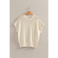 Open-Knit Dolman Sleeve Top: BLACK