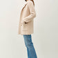 Textured Notched Collar Faux Double-Breasted Coat: Blush Beige