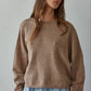 By Together - W2114 | Knit Sweater Rolled Round Neck Pullover Top: Green / S